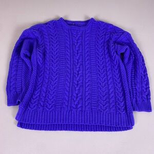 Lauren Ralph Lauren Cable Knit Sweater Women's Plus Size 2X Royal Blue Crew Neck